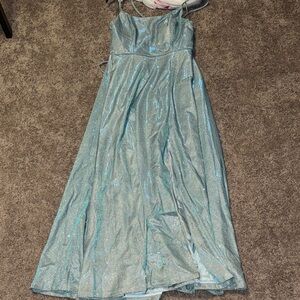 Morgan & Co. Glittering Blue Prom Dress